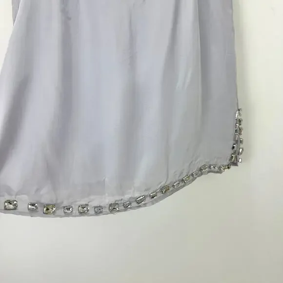J.Crew Collection Knee Length Organza Slip Skirt Jewels Misty Grey US 8 NWT - Picture 10 of 13